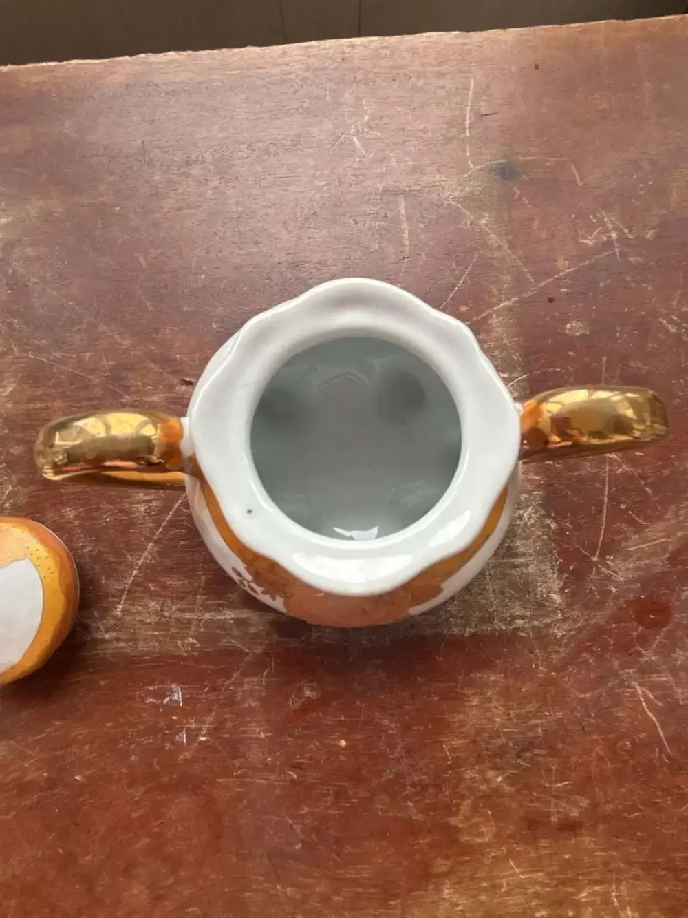 Vintage Footed Porcelain Sugar Bowl and Lid with Gold Gilded Rose
